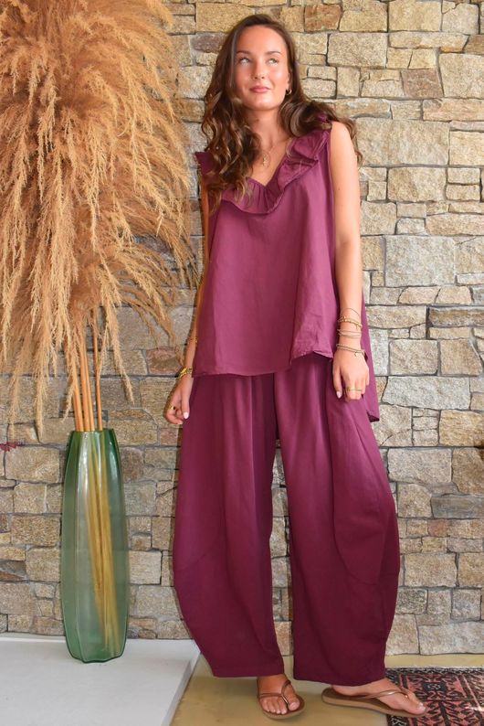 Larc Frill Tank Aubergine